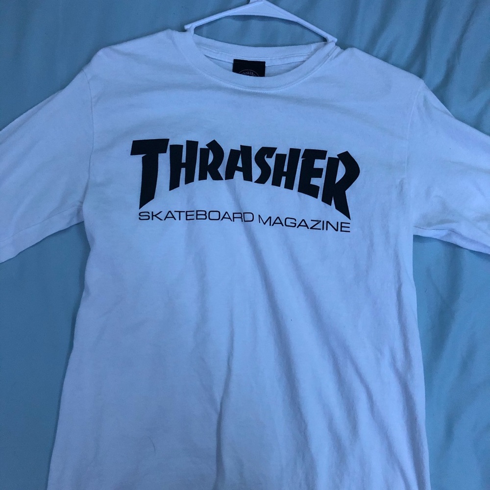White Long sleeve thrasher T-shirt